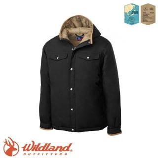【Wildland 荒野】男 鵝絨防潑水極暖外套《黑》OA62998/羽絨外套/連帽羽絨衣(悠遊山水)