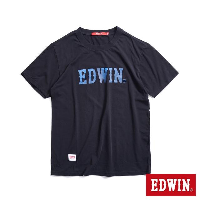 【EDWIN】男裝 人氣復刻款 牛仔LOGO短袖T恤(黑色)