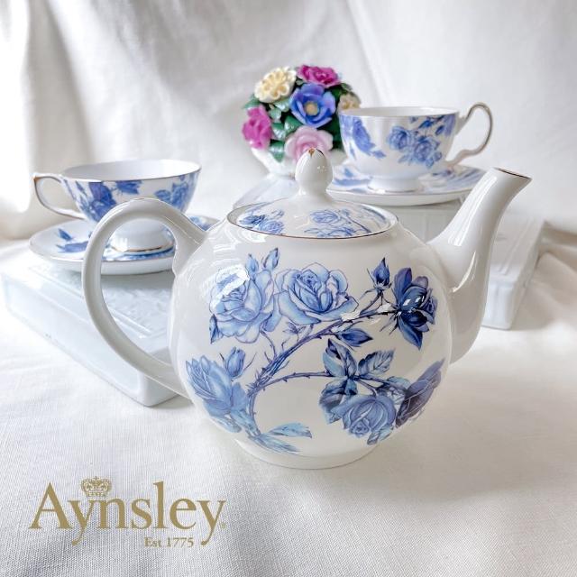 【英國Aynsley】藍玫瑰系列 骨瓷茶壺(1100ml) 喬遷禮 入厝禮 母親節