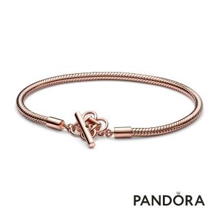 【Pandora 官方直營】Pandora Moments 平安結 T 字扣蛇形手鏈-鍍14k玫瑰金