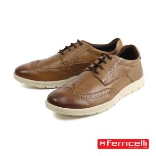 【Ferricelli】翼紋雕孔德比造型休閒鞋 咖啡色(F51255-CAM)