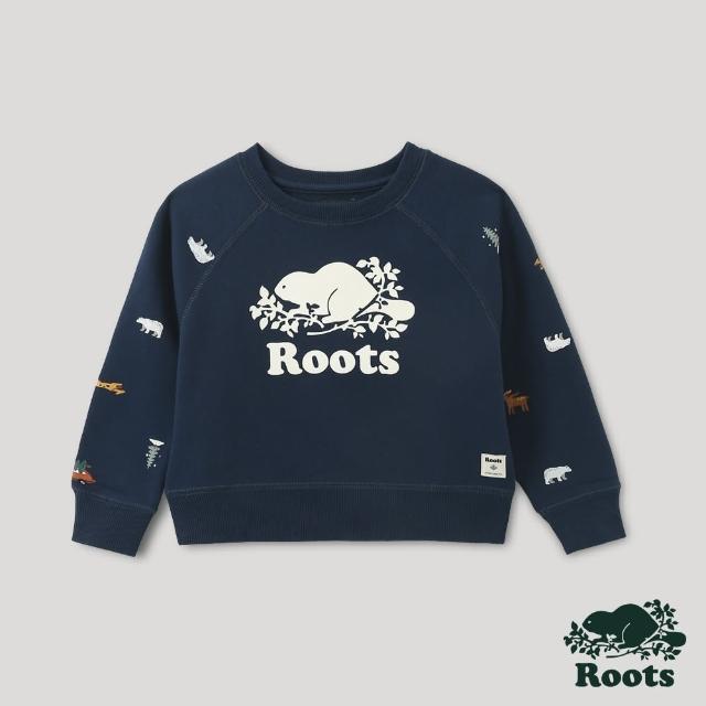 【Roots】Roots小童-經典傳承系列 溫馨佳節印花圓領上衣(深藍色)