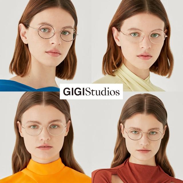 【GIGI Studios】細節層次設計款橢圓平光眼鏡(GOLDIE)