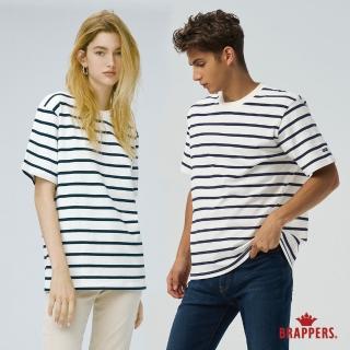 【BRAPPERS】男女同款-簡約條紋圓領T恤(白底藍條)