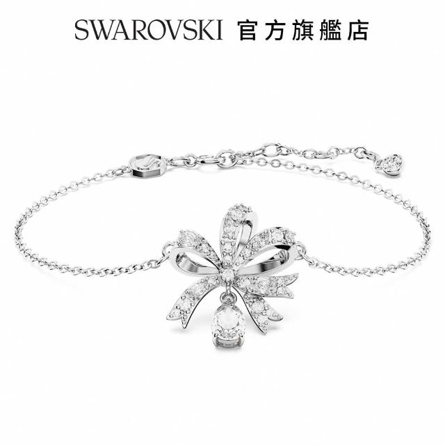 【SWAROVSKI 官方直營】Volta 手鏈蝴蝶結  白色  鍍白金色 交換禮物
