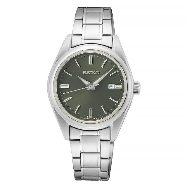 【SEIKO 精工】CS 女士不鏽鋼素色鋼帶錶-綠色29.8mm(SUR533P1/6N22-00K0G)