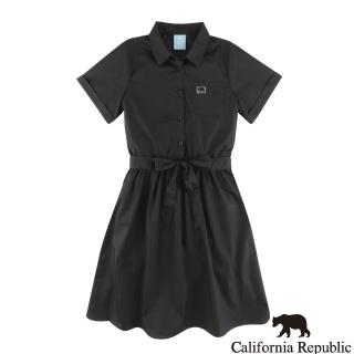 【California Republic】簡黑色小熊標鬆緊腰身女洋裝