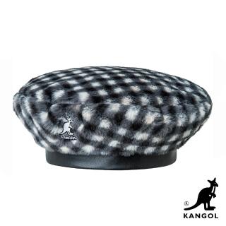 【KANGOL】FAUX FUR 貝蕾帽(黑白格紋)