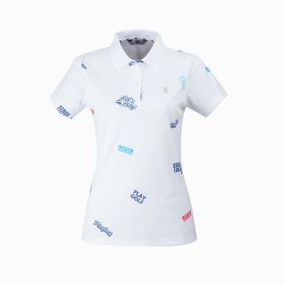 【PLAYBOY GOLF】女款LOGO印花短袖POLO衫-白(吸濕排汗、抗UV、高爾夫球衫 KA21107-87)
