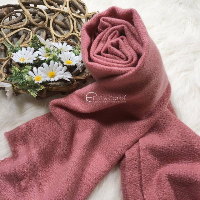 【F.M&Carol】單色單面厚磅系列-100%純喀什米爾厚織羊絨披肩圍巾(星粉花園)