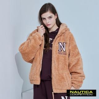 【NAUTICA】女裝 COMPETITION系列時尚絨毛寬鬆版連帽外套(棕色)