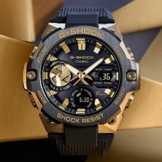 【CASIO 卡西歐】G-STEEL系列 黑金 藍芽連線 X 太陽能電力 多功能腕錶 母親節 禮物(GST-B400GB-1A9)