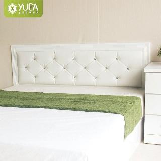 【YUDA 生活美學】純白黛曼特水鑽石床頭片 雙人5尺 床頭片/床頭板/床片(非床頭箱)