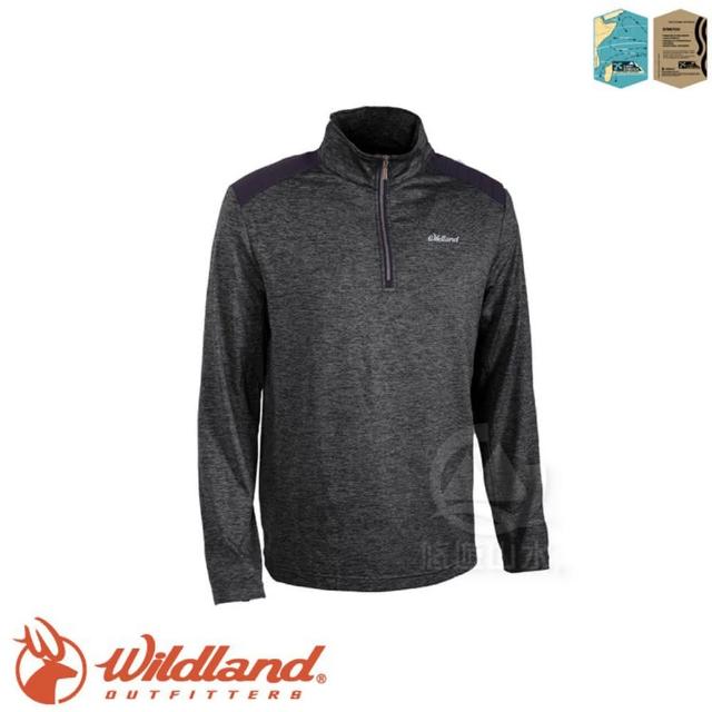 【Wildland 荒野】男 彈性針織雙色保暖上衣《深霧灰》OA62602/立領上衣(悠遊山水)