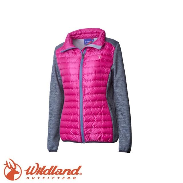 【Wildland 荒野】女 彈性針織拼接羽絨外套《桃紅》OA62991/羽絨外套(悠遊山水)
