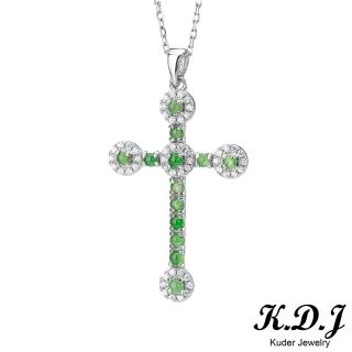 【K.D.J 圓融珠寶】滿綠蛋面十字墜飾翡翠天然A貨(墜台雙色可選)