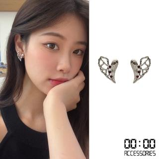 【00:00】韓國設計S925銀針縷空寶石愛心造型耳環(S925銀針耳環 縷空耳環 寶石耳環)