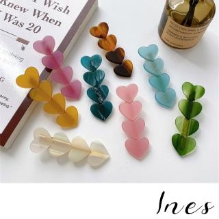 【INES】愛心髮夾/韓國設計醋酸板材甜美愛心串串造型髮夾 鴨嘴夾(6色任選)