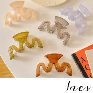 【INES】透明髮夾 果凍髮夾/韓國設計透明果凍色系W造型髮夾 抓夾 馬尾夾(5色任選)