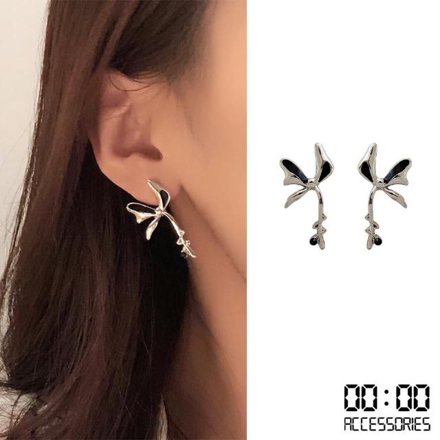 【00:00】韓國設計S925銀針不規則蝴蝶造型耳環(S925銀針耳環 不規則耳環 蝴蝶耳環)