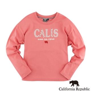 【California Republic】點線構造CALIS印花寬版落肩圓領棉長女TEE