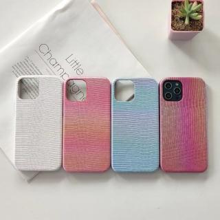 【LOYALTY】iPhone14Plus/14Pro/14ProMax貝殼漸層炫彩蜥蜴皮紋手機保護殼 粉紅