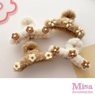 【MISA】小花抓夾 毛絨抓夾/韓國設計可愛甜美小花毛絨抓夾 馬尾夾(4款任選)