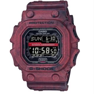 【CASIO 卡西歐】G-SHOCK 太陽能沙漠混色大方形電子錶-紅 GX-56SL-4 世界時間 防塵