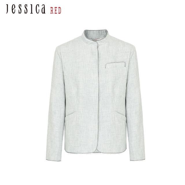 【Jessica Red】俐落剪裁修身幹練對襟立領外套824101（灰）