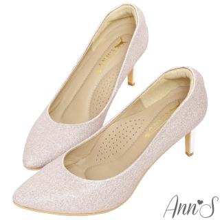 【Ann’S】輕甜姿色-細閃亮片電鍍細跟尖頭婚鞋-7.5cm-版型偏小(粉)