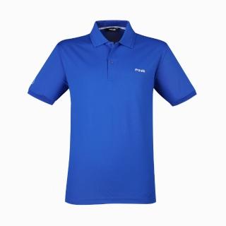 【PING】男款素面LOGO短袖POLO衫-藍(吸濕排汗/抗UV/GOLF/高爾夫球衫/PA21190-56)