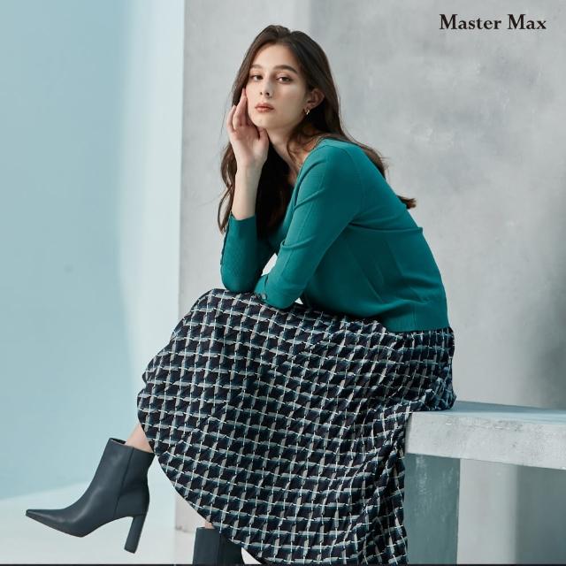 【Master Max】素面針織袖口縫釦造型圓領上衣(8228033)