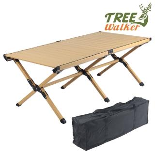 【TreeWalker】輕合金仿木紋蛋捲桌-原木色(方型鋁合金支架堅固耐用)