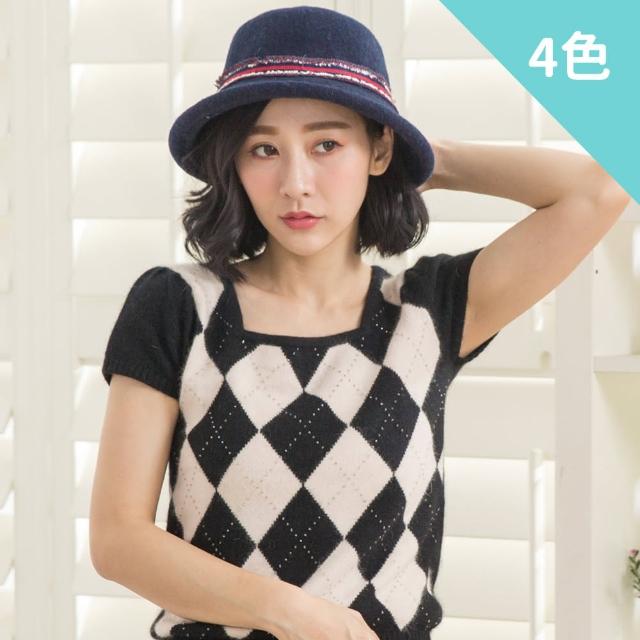 【Wonderland】英倫風時尚緞帶蝴蝶結羊毛帽(4色)