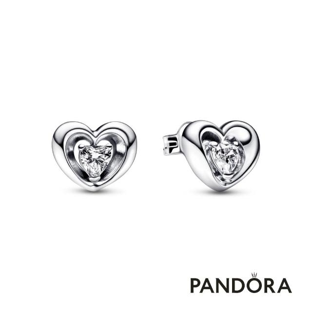 【Pandora 官方直營】懸浮明亮之心針式耳環