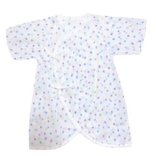 【日本IWASHITA】日本製 100%純棉極柔細緻蝴蝶衣 綁帶式 嬰兒紗布衣 肚衣(嬰兒新生兒禮物 藍色圓點)