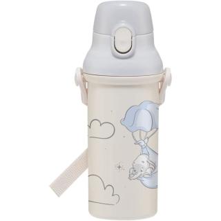 【小禮堂】Disney 迪士尼 小飛象 兒童彈蓋直飲水壺 480ml Ag+ - 米藍母子款(平輸品)