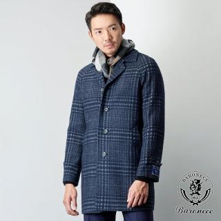 【BARONECE 百諾禮士】型男合身格紋羊毛大衣_藍(400372-24)