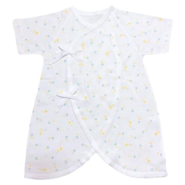 【日本IWASHITA】日本製 100%純棉極柔細緻蝴蝶衣 綁帶式 嬰兒紗布衣 肚衣(嬰兒新生兒禮物 黃藍星星)