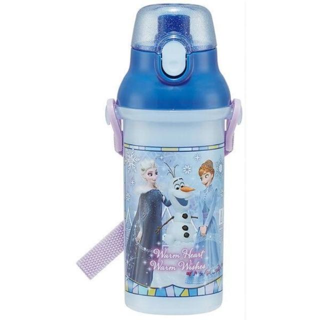 【小禮堂】Disney 迪士尼 冰雪奇緣 兒童彈蓋直飲水壺 480ml Ag+ - 藍紫雪寶款(平輸品)