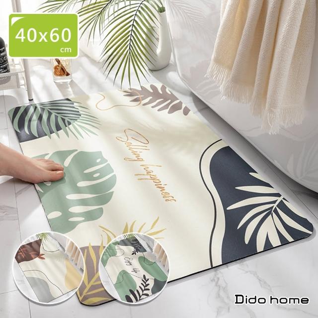 【Dido home】清新綠意 膠底軟式珪藻土 衛浴吸水地墊-40x60cm(HM222)