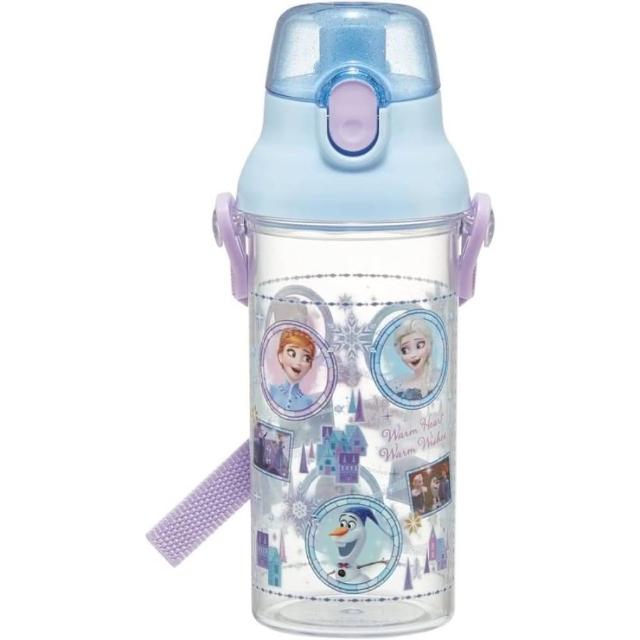 【小禮堂】Disney 迪士尼 冰雪奇緣 兒童彈蓋直飲透明水壺  480ml Ag+ - 藍紫圓框款(平輸品)