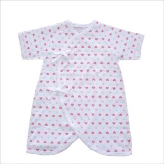 【日本IWASHITA】日本製 100%純棉極柔細緻蝴蝶衣 綁帶式 嬰兒紗布衣 肚衣(嬰兒新生兒禮物 粉紅愛心)