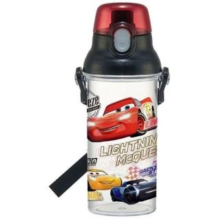 【小禮堂】Disney 迪士尼 閃電麥坤 兒童彈蓋直飲透明水壺 480ml Ag+ - 黑紅三台車款(平輸品)