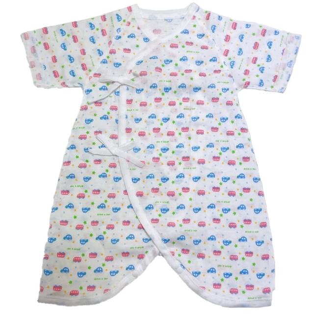 【日本IWASHITA】日本製 100%純棉極柔細緻蝴蝶衣 綁帶式 嬰兒紗布衣 肚衣(嬰兒新生兒禮物 紅藍汽車)