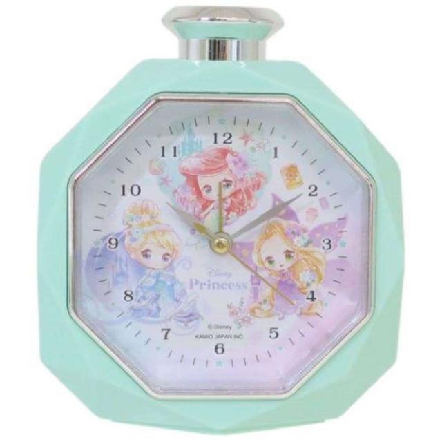 【小禮堂】迪士尼 公主 香水瓶造型鬧鐘 - 綠Q版款(平輸品)