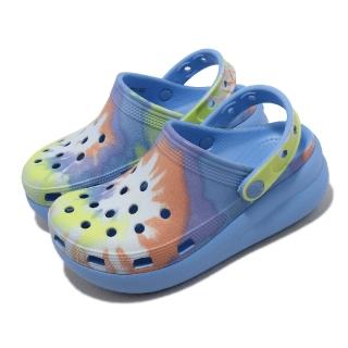 【Crocs】涼拖鞋 Classic Tie Dye Cutie Clog K 童鞋 中童 氧氣藍 彩色 紮染萌萌(2080834KT)