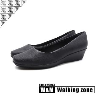 【WALKING ZONE】女 SUPER WOMAN系列 時尚低坡跟鞋 女鞋(黑)
