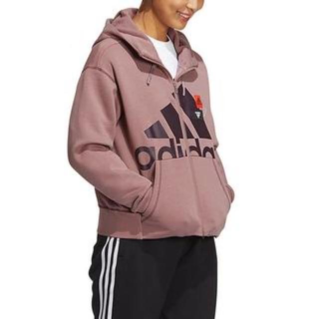 【adidas 愛迪達】BRD KT JKT OCT 女 連帽外套 運動 休閒 棉質 內刷毛 保暖 愛迪達 粉(HM5299)
