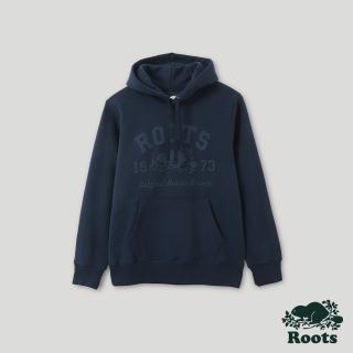 【Roots】Roots 男裝- 經典海狸系列 刷毛布連帽上衣(深藍色)